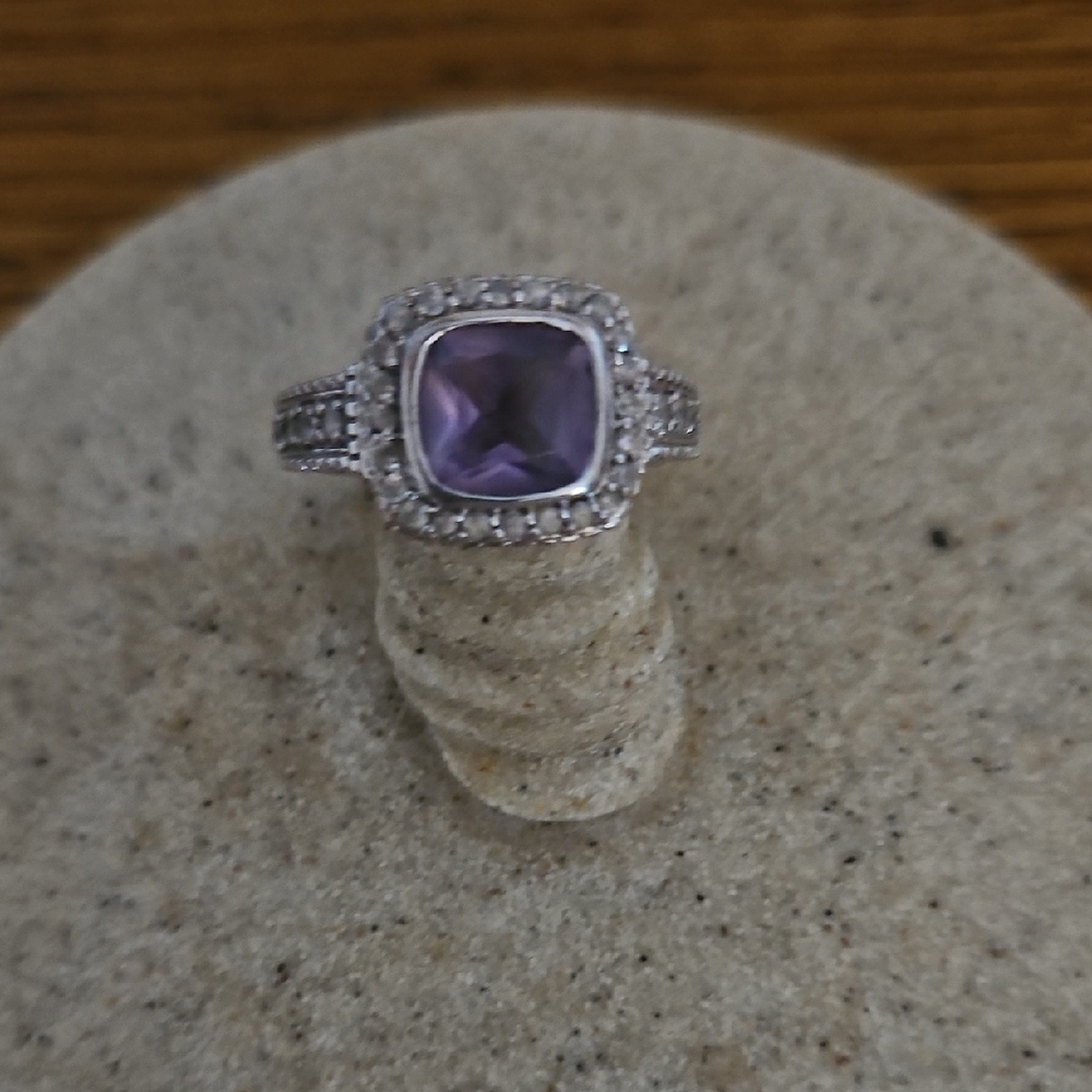 Judith Ripka Purple Amethyst Silver Ring